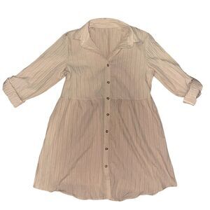 Women’s Tan Button Up Long Sleeve Mini Dress